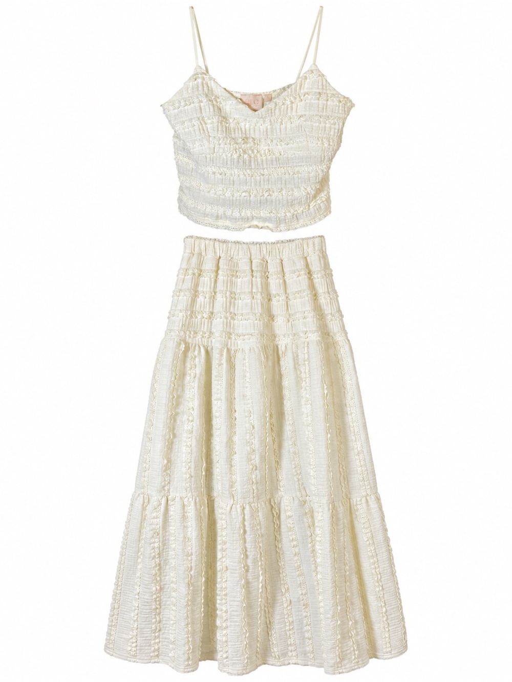 Good Luck Gem Cream Smocked Tank and Tiered Maxi Set
